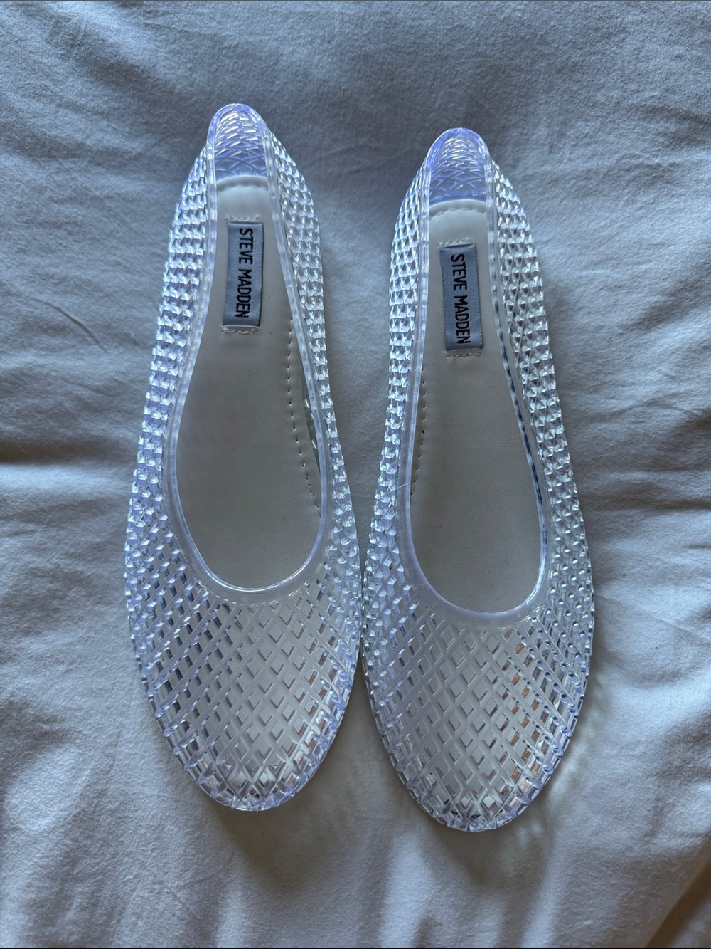 Steve Madden Clear Lattice Jelly Flats